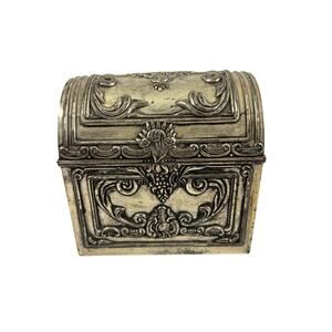 Vintage Godinger Silver Plated Ornate Floral Embossed Jewelry Box Small Chest
